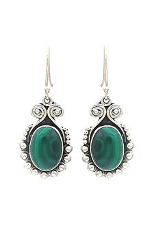 Oxidised Finish Melagite Dangler Earrings In Sterling Silver