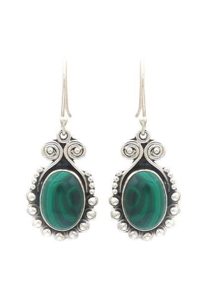 Oxidised Finish Melagite Dangler Earrings In Sterling Silver