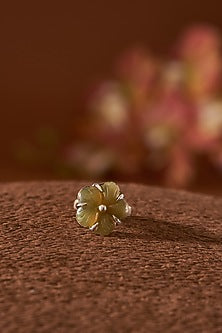 White Finish Shell Pearl Ring In Sterling Silver