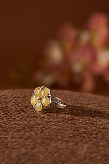White Finish Shell Pearl Ring In Sterling Silver