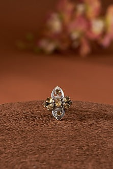 White Finish Citrine Ring In Sterling Silver
