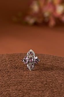 White Finish Amethyst Ring In Sterling Silver
