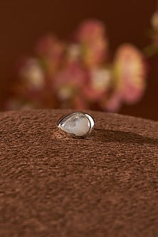 White Finish Moonstone Ring In Sterling Silver