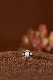 White Finish Moonstone Ring In Sterling Silver