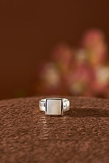 White Finish Pearl Ring In Sterling Silver