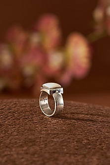 White Finish Pearl Ring In Sterling Silver