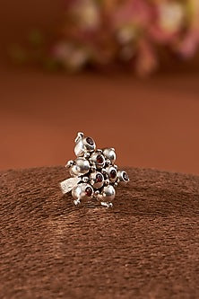 White Finish Garnet Gemstone Ring In Sterling Silver