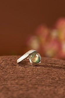 White Finish Fluorite Gemstone Ring In Sterling Silver