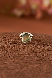 White Finish Fluorite Gemstone Ring In Sterling Silver