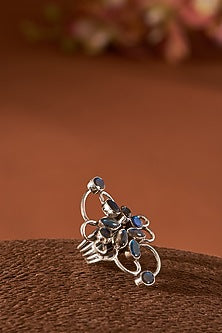 White Finish Labradorite Gemstone Ring In Sterling Silver