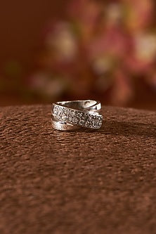 White Finish Zircon Gemstone Ring In Sterling Silver