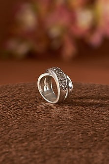 White Finish Zircon Gemstone Ring In Sterling Silver