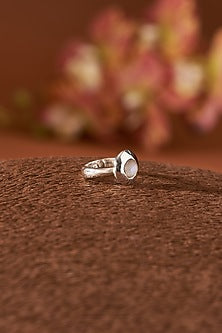 White Finish Moonstone Gemstone Ring In Sterling Silver