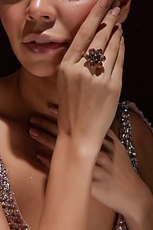 White Finish Amber Gemstone Ring In Sterling Silver