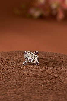White Finish Amethyst Gemstone Ring In Sterling Silver