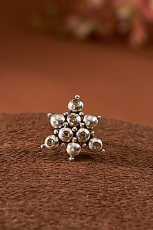 White Finish Citrine Gemstone Ring In Sterling Silver