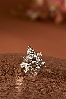 White Finish Citrine Gemstone Ring In Sterling Silver