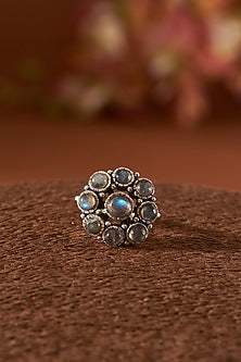White Finish Labradorite Gemstone Ring In Sterling Silver