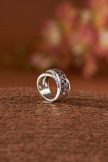 White Finish Amethyst Gemstone Ring In Sterling Silver