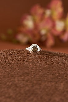 White Finish Labradorite Gemstone Ring In Sterling Silver