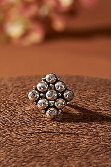White Finish Moonstone Gemstone Ring In Sterling Silver