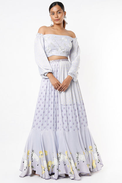 Lilac Kadakara Printed Skirt Set