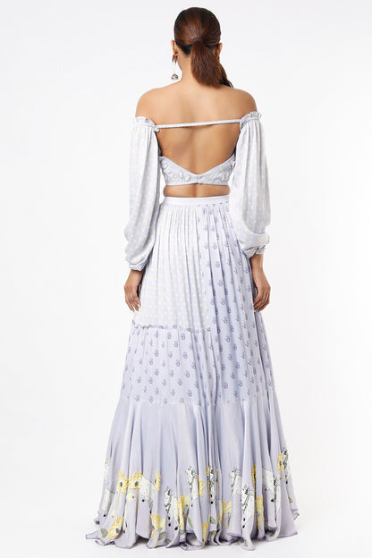 Lilac Kadakara Printed Skirt Set