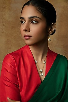 Gold Plated Moissanite & CZ Stone Dangler Earrings In Sterling Silver