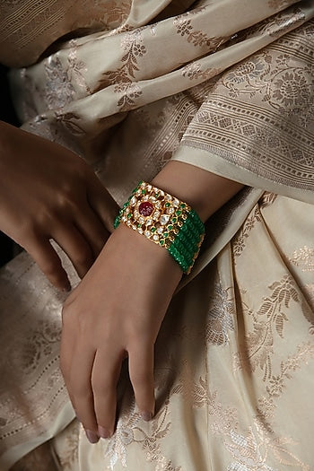 Gold Plated Moissanite Stone & Ruby Bracelet
