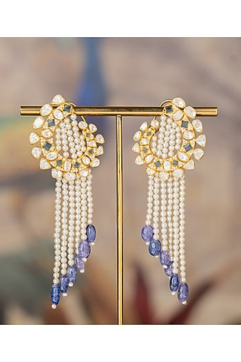 Gold Finish Aasman Jhumka Earrings In Sterling Silver