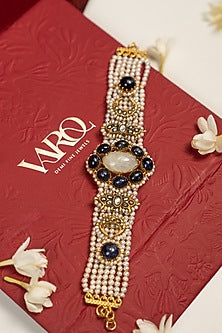 Gold Plated Pearl & Beaded Bracelet In Sterling Silver