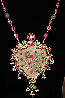 Gold Plated Kundan Polki Necklace In Sterling Silver