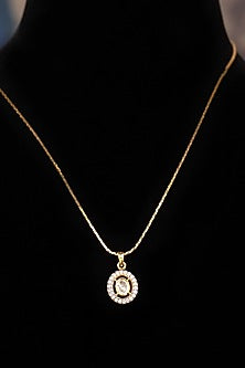 Gold Plated White Kundan Polki Pendant Necklace In Sterling Silver