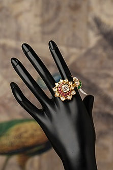 Gold Plated Ruby Stone Ring In Sterling Silver