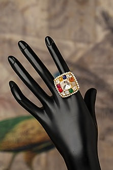 Gold Plated Ruby Stone Ring In Sterling Silver