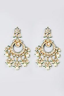 Gold Finish Kundan Polki & Pearl Drops Necklace Set
