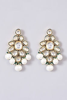 Gold Finish Kundan Polki & Pearl Necklace Set