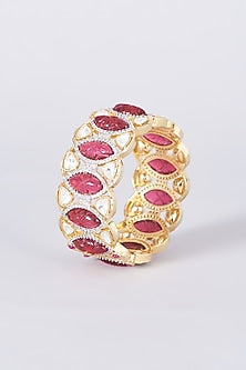 Gold Finish Kundan Polki & Zircon Bangle
