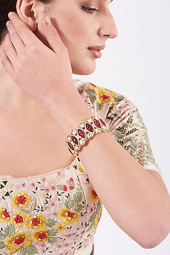 Gold Finish Kundan Polki & Zircon Bangle