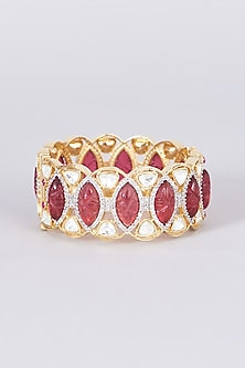Gold Finish Kundan Polki & Zircon Bangle