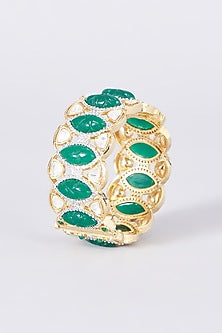 Gold Finish Kundan Polki & Zircon Bangle