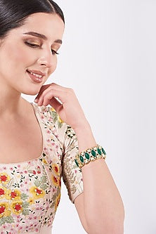 Gold Finish Kundan Polki & Zircon Bangle
