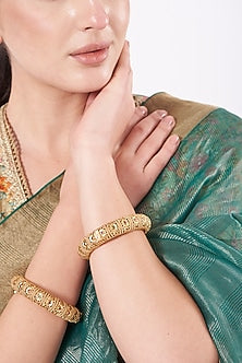 Gold Finish Bangles (Set of 2)