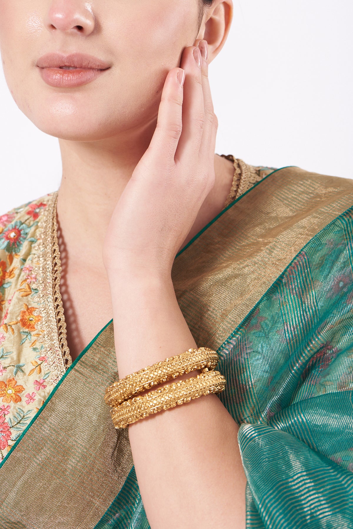 Gold Finish Bangles (Set of 2)