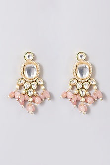 Gold Finish Kundan Polki & Pink Synthetic Stones Choker Necklace Set