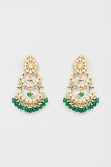 Gold Finish Kundan Polki Dangler Earrings