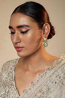 Gold Finish Kundan Polki Dangler Earrings