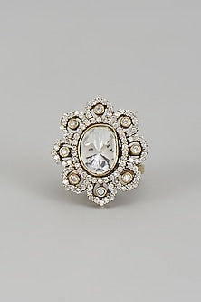 Two-Tone Finish Kundan Polki Ring