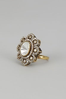 Two-Tone Finish Kundan Polki Ring