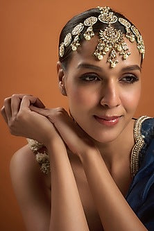 Gold Finish Kundan Polki Mathapatti